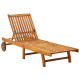 Transat chaise longue bain de soleil lit de jardin terrasse meuble d'extérieur avec coussin bois d'acacia solide helloshop26 02_0012370 