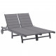 Chaise longue de jardin 2 places avec coussin gris acacia 