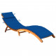 Chaise longue de jardin avec coussin bois d'acacia solide - Couleur au choix Bleu-royal