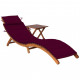 Chaise longue de jardin avec table et coussin bois d'acacia 