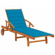 Chaise longue de jardin avec coussin bois d'acacia solide - Couleur au choix Bleu