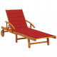 Chaise longue de jardin avec coussin bois d'acacia solide - Couleur au choix Rouge