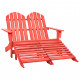 Chaise de jardin adirondack 2 places et pouf sapin massif - Couleur au choix Rouge