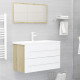 Ensemble de meubles de bain 2 pcs blanc/chêne sonoma aggloméré 