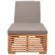 Transat chaise longue bain de soleil lit de jardin terrasse meuble d'extérieur avec coussin gris foncé bois de teck solide helloshop26 02_0012491 