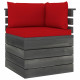 Canapé d'angle palette de jardin bois de pin avec coussin - Couleur des coussins au choix Rouge