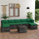 Salon palette de jardin 8 pcs avec coussins bois de pin massif – Couleur au choix Vert