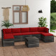 Salon palette de jardin 8 pcs avec coussins bois de pin massif – Couleur au choix Rouge