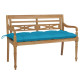 Banc de jardin meuble de patio d'extérieur terrasse avec coussin 120 x 51,5 x 84 cm bois de teck massif - Couleur au choix Bleu-clair