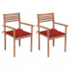 Chaises de jardin 2 pcs avec coussins rouge bois de teck massif 