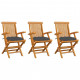 Chaises de jardin avec coussins 3 pcs bois de teck - Couleur des coussins au choix Anthracite