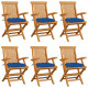 Chaises de jardin avec coussins 6 pcs bois de teck massif - Couleur des coussins au choix 