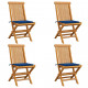 Chaises de jardin avec coussins bleu 4 pcs bois de teck massif 