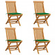 Chaises de jardin avec coussins vert 4 pcs bois de teck massif 