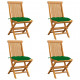 Chaises de jardin avec coussins vert 4 pcs bois de teck massif 