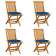 Chaises de jardin avec coussins bleu 4 pcs bois de teck massif 