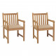 Chaises de jardin 2 pcs avec coussins beige bois de teck massif 