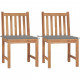 Chaises de jardin 2 pcs avec coussins bois de teck massif - Couleur au choix Gris