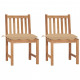 Chaises de jardin 2 pcs avec coussins bois de teck massif - Couleur au choix Beige