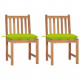 Chaises de jardin 2 pcs avec coussins bois de teck massif - Couleur au choix Vert Vif