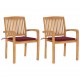 Chaises de jardin avec coussins teck massif - Couleur des coussins et nombre de chaises au choix 