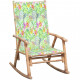 Chaise à bascule avec coussin bambou - Couleur des coussins au choix motif feuilles