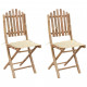Chaises pliables de jardin 2 pcs avec coussins bambou - Couleur au choix Crème