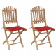 Chaises pliables de jardin 2 pcs avec coussins bambou - Couleur au choix Rouge