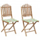 Chaises pliables de jardin 2 pcs avec coussins bambou - Couleur au choix motif feuilles