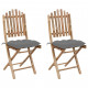 Chaises pliables de jardin 2 pcs avec coussins bambou - Couleur au choix Gris