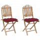 Chaises pliables de jardin 2 pcs avec coussins bambou - Couleur au choix Rouge-bordeaux