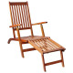 Transat chaise longue bain de soleil lit de jardin terrasse meuble d'extérieur avec repose-pied et coussin acacia solide helloshop26 02_0012579 