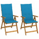 Chaises inclinables de jardin 2 pcs avec coussins bois d'acacia 