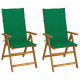 Chaises inclinables de jardin 2 pcs avec coussins bois d'acacia 