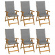 Chaises pliables de jardin 6 pcs avec coussins bois d'acacia 