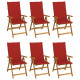 Chaises pliables de jardin 6 pcs avec coussins bois d'acacia rouge 