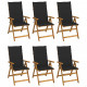 Chaises pliables de jardin 6 pcs avec coussins bois d'acacia noir 