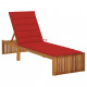 Chaise longue avec coussin bois d'acacia solide - Couleur au choix Rouge