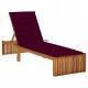 Chaise longue avec coussin bois d'acacia solide - Couleur au choix Rouge-bordeaux