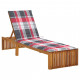 Chaise longue avec coussin bois d'acacia solide - Couleur au choix Carreaux-rouge