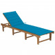 Chaise longue pliable avec coussin bois d'acacia solide - Couleur au choix Bleu
