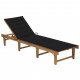 Chaise longue pliable avec coussin bois d'acacia solide - Couleur au choix Noir