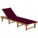 Chaise longue pliable avec coussin bois d'acacia solide - Couleur au choix Rouge-bordeaux