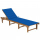 Chaise longue pliable avec coussin bois d'acacia solide - Couleur au choix Bleu-royal