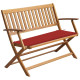 Banc de jardin d'extérieur terrasse avec coussin 120 cm bois d'acacia massif - Couleur au choix Rouge