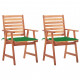 Chaises à dîner d'extérieur 2 pcs avec coussins acacia massif - Vert 
