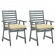 Chaises à dîner d'extérieur 2 pcs avec coussins acacia massif - Couleur au choix Crème