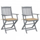 	 Chaises pliables d'extérieur avec coussins bois d'acacia - Couleur et nombre de places au choix Beige
