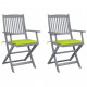 	 Chaises pliables d'extérieur avec coussins bois d'acacia - Couleur et nombre de places au choix Vert Vif