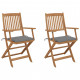 Chaises pliables de jardin 2 pcs avec coussins bois d'acacia - Gris 